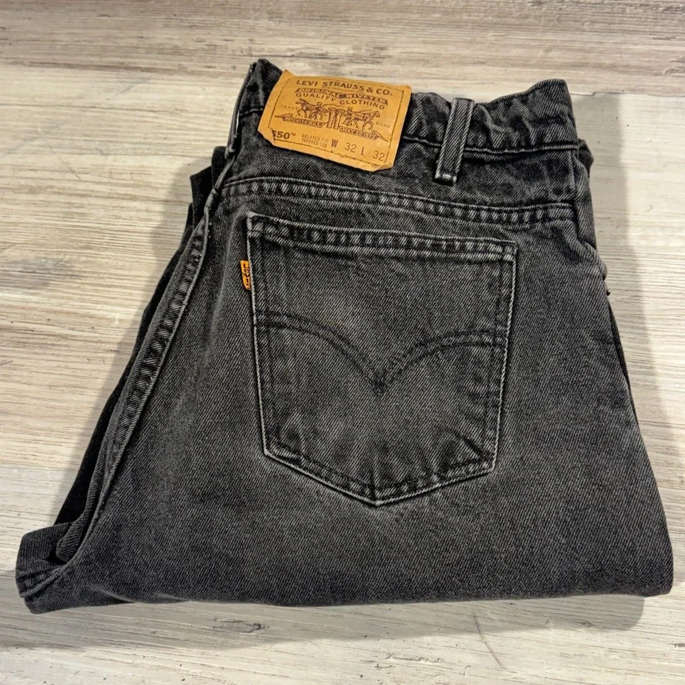VTG Levi's 550 Jeans Men 32x32 Orange‎ Tab Black Relaxed Fit 90s *READ*
